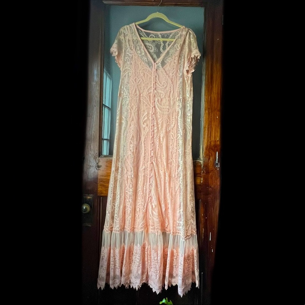 Blush/ Peach lace dress. Light and airy!